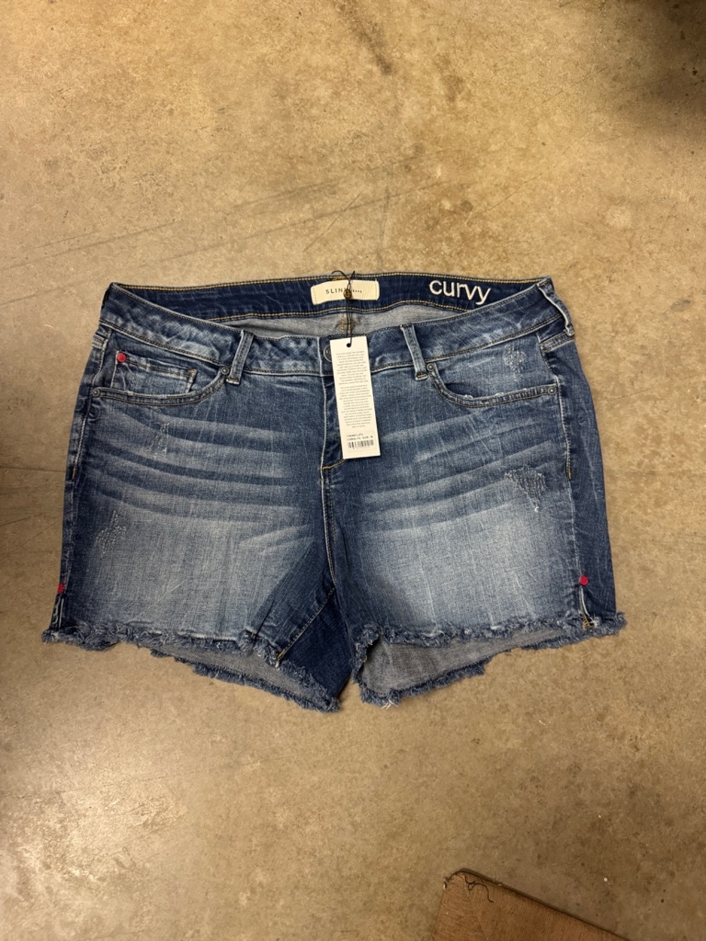Curvy Mid-Rise Distressed Denim Shorts - Blue
